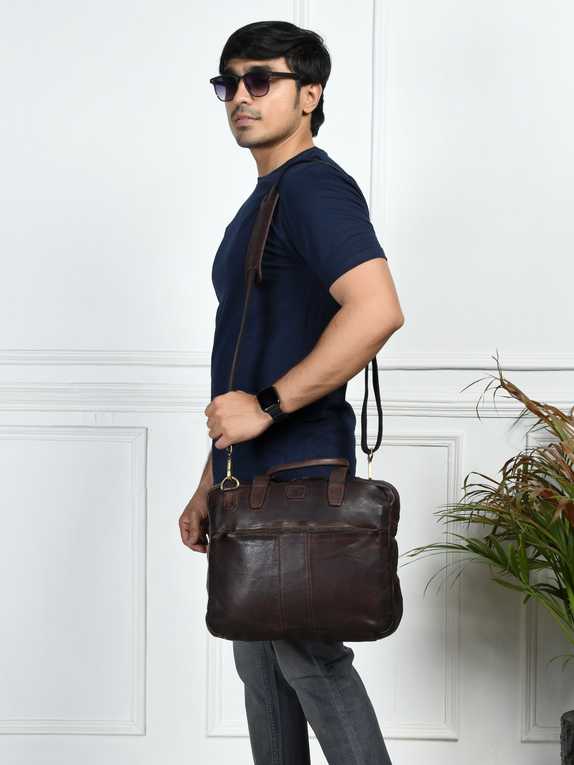 Voyager Premium Leather Laptop Bag